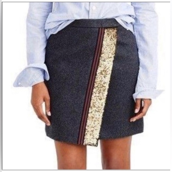 J.Crew Wool Blend Origami skirt with sequin stripe - Picture 1 of 10